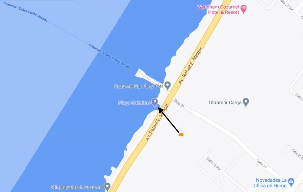 google map pointing to Caletitas beach spot