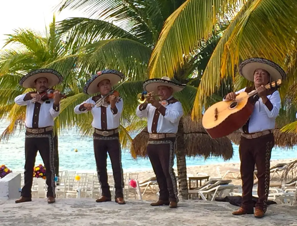 Local Mariachi band at Cozumel beach wedding.