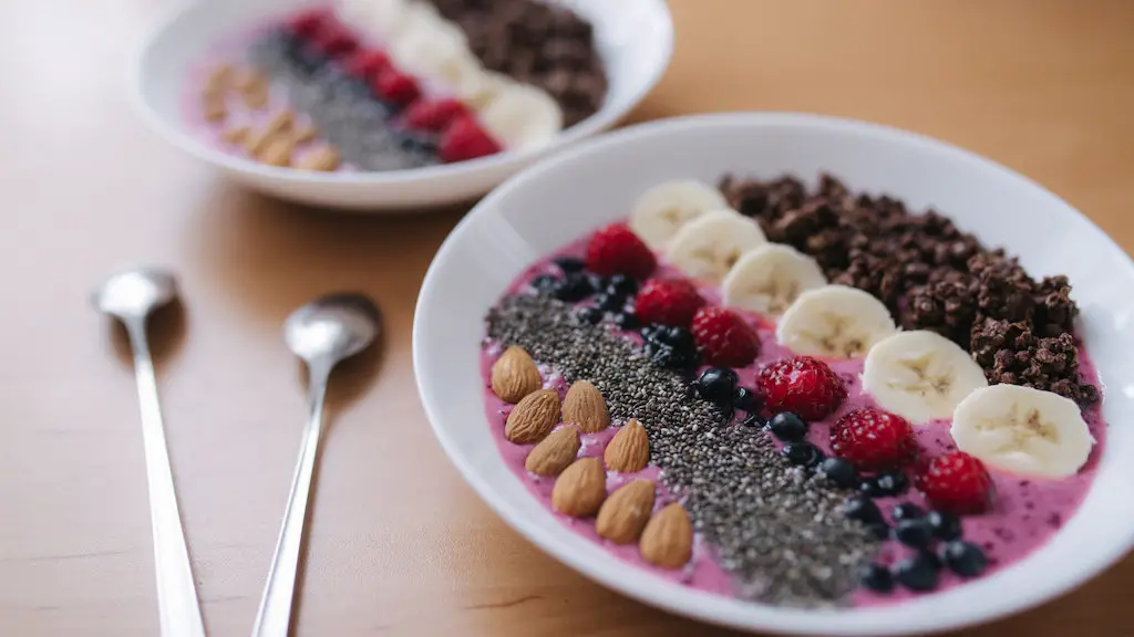 Smoothie bowl with berries, chia seeds, and bananas