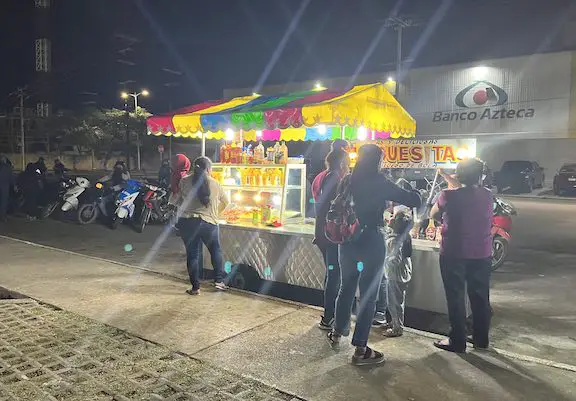 Street food carts near Cozumel's downtown Palacio town center. 