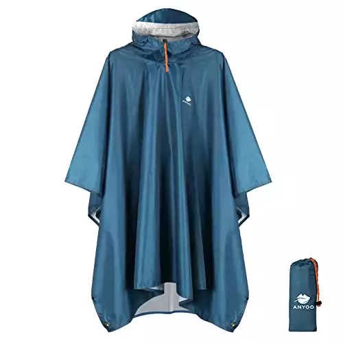 Waterproof Rain Poncho Lightweight Reusable Hooded w/stow pouch