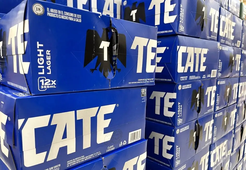 Stacks of Tecate cases in the local Cozumel grocery store.